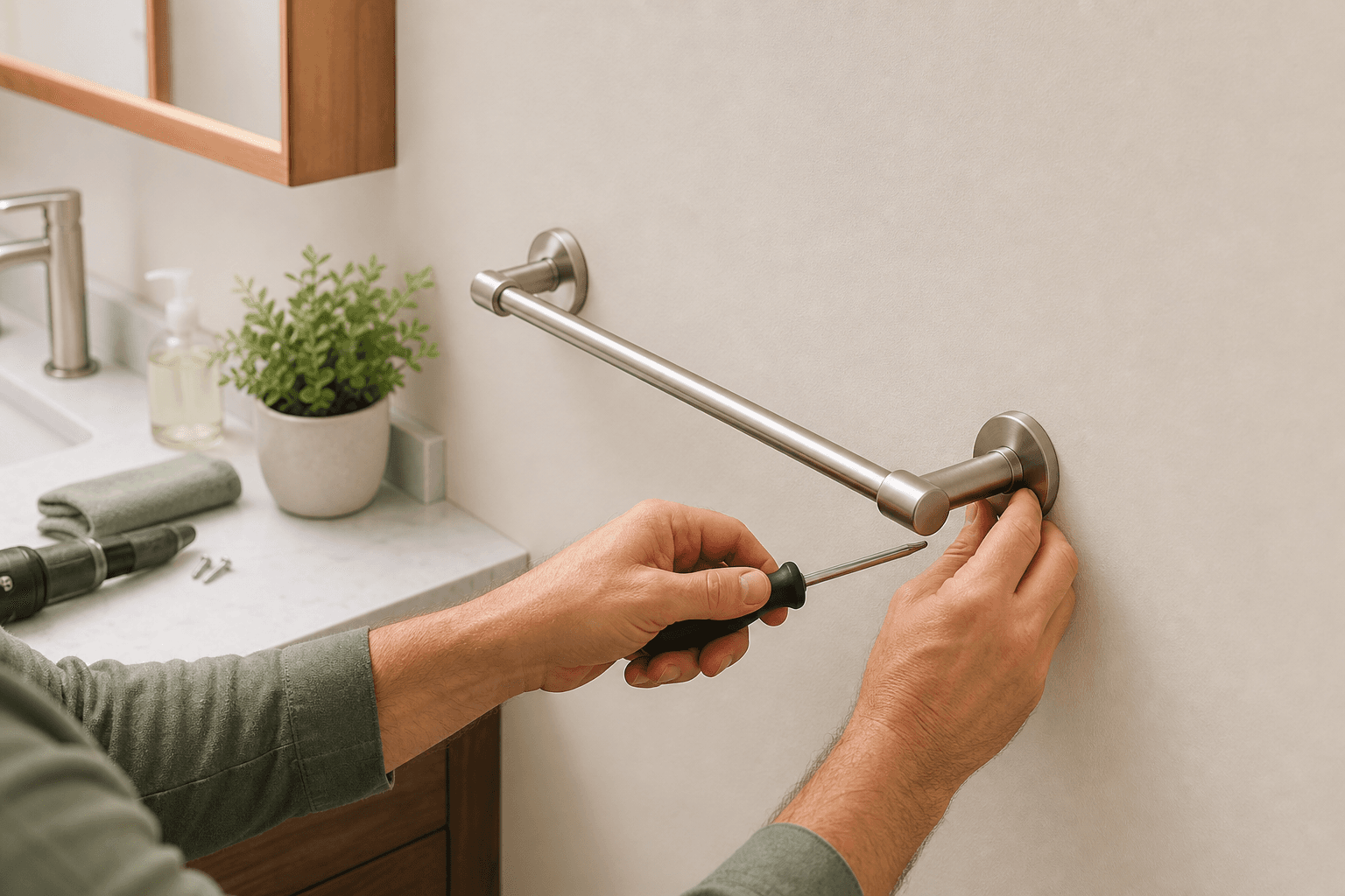 Sample towel bar installation detail