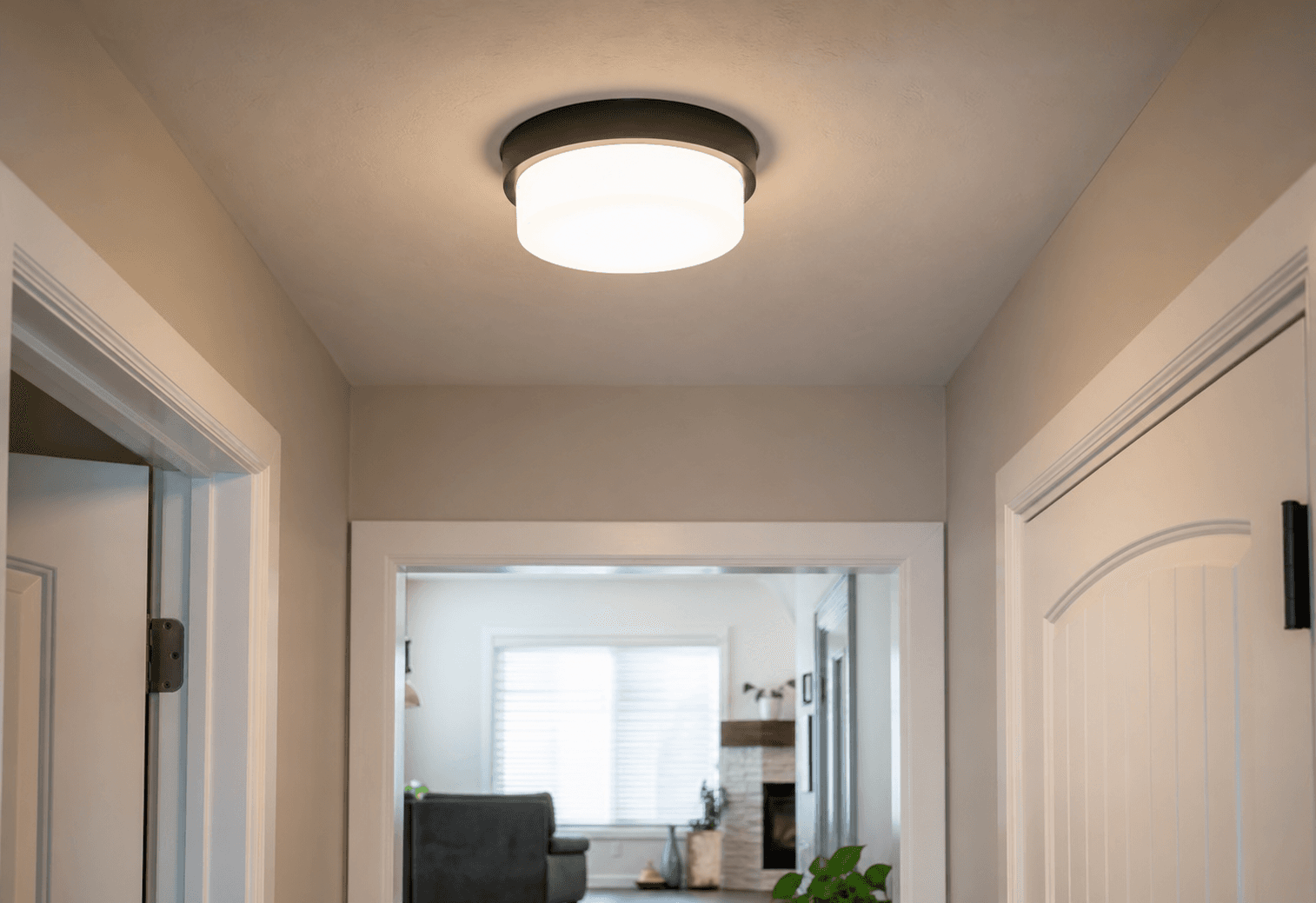 Sample completed flush-mount hallway light fixture installation